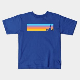 Retro Cinderella Castle Pastel Stripes Kids T-Shirt